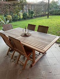Tavolo da giardino con sedie in teak