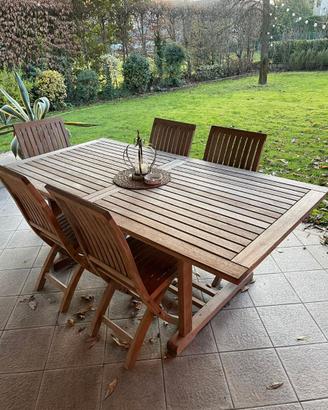 Tavolo da giardino con sedie in teak