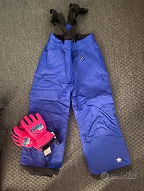 Pantaloni e guanti da sci bambini veste fino a 5 a