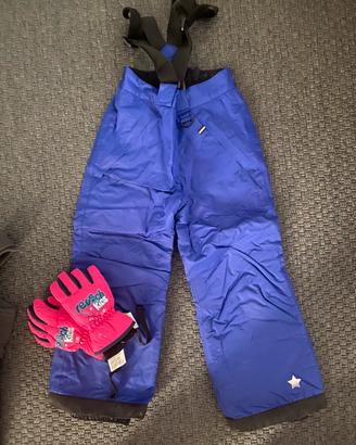 Pantaloni e guanti da sci bambini veste fino a 5 a