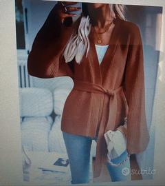 Cardigan kimono con cintura in vita