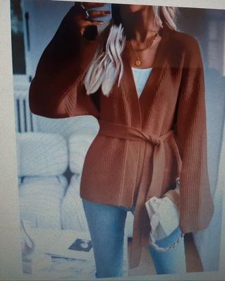 Cardigan kimono con cintura in vita