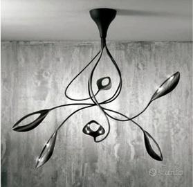 Lampadario FOLIA Linea Light led carbonio 6 foglie