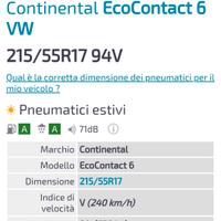 4 gomme continental estive  eco contact 6. 215 55 