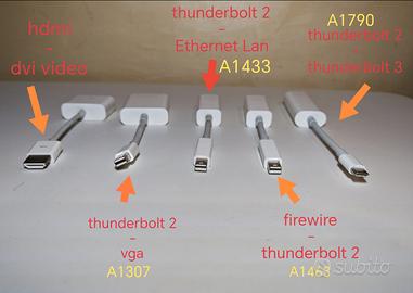 CAVI APPLE ORIGINALI ADATTATORI A1433 A1307 A1790