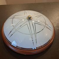 Portalampada applique vetro e legno