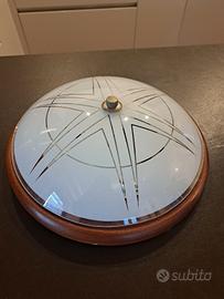 Portalampada applique vetro e legno