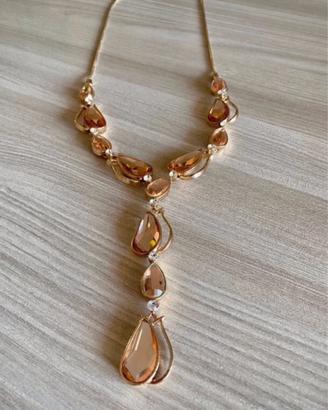 Collana donna con strass e pietre dure