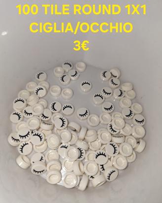 Lego tile round 1x1 decored
