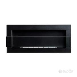 Caminetto bioetanolo a parete nero opaco con vetro