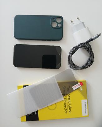 Iphone 13 mini 128 gb verde scuro più accessori