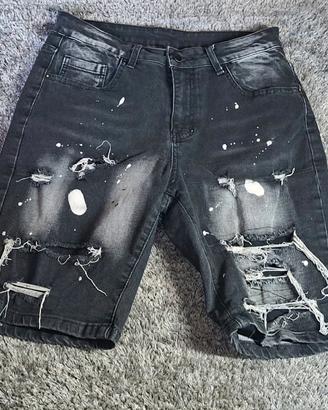  DENIM SHORTS BLACK DISTRESSED - TAGLIA M 