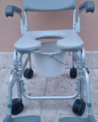 Sedia Comoda da doccia e WC con ruote piroettanti
