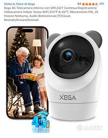 Xega Telecamera Interno 4G con SIM