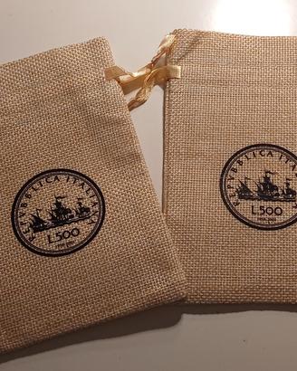 500 lire argento  sacchettino 2x5 euro