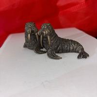 Miniatura statuina argento TRICHECO fatta a mano