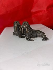 Miniatura statuina argento TRICHECO fatta a mano