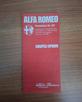 Brochure Dépliant Alfa Romeo Coupe Spider 1980