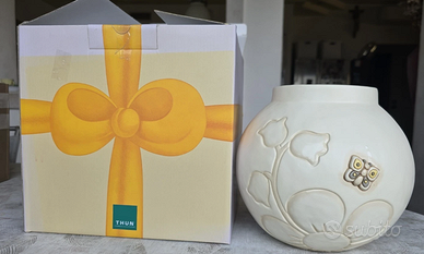 THUN - Vaso Decorativo con Farfalla e Fiori - Cera