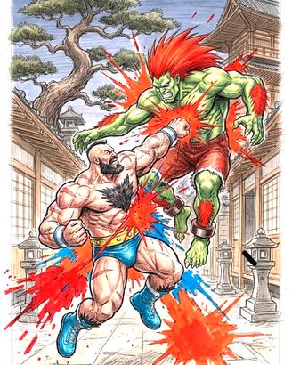Poster Tributo Street Fighter II Zangief & Blanka