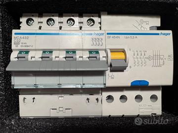 Blocco magnetotermico differenz. 4 poli Hager C32