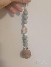 Catenella portaciuccio silicone e legno