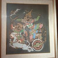 Quadro etnico su tessuto - Arte asiatica XX Secolo