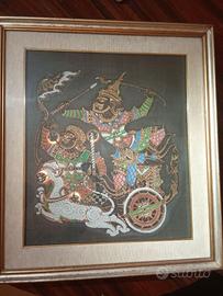 Quadro etnico su tessuto - Arte asiatica XX Secolo