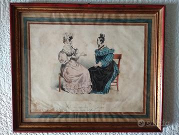 Quadretto satirico con stampa del sec. XIX Pigal