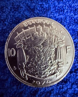 Monera da 10 franchi belgi del 1974