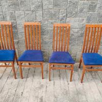 4 sedie da pranzo Calligaris in legno e seduta blu