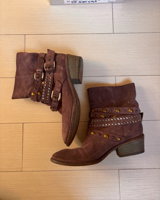 STRATEGIA stivaletti velour lavanda tg 40 nuovi