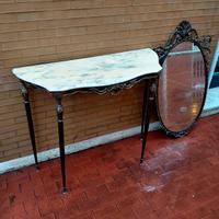 antica grande console+specchio bronzo e marmo 