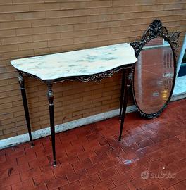 antica grande console+specchio bronzo e marmo 