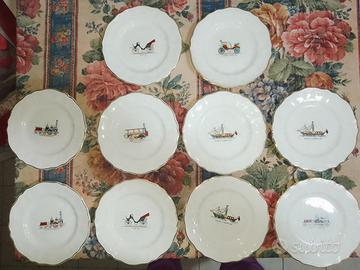 10 piattini da dolce Capodimonte decorati a mano