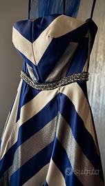 Abito lungo  (Blu navy ,argento e avorio) ✨