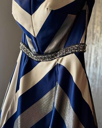 Abito lungo  (Blu navy ,argento e avorio) ✨