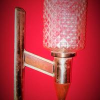 Applique in vetro e ottone e legno anni '60