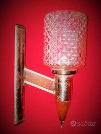 Applique in vetro e ottone e legno anni '60