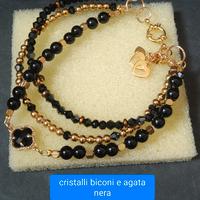 bracciale nero e oro agata, acciaio 