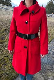 Cappotto rosso lana e cashmere con cintura laccata