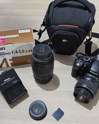 NIKON D3200 Fotocamera Digitale Reflex +2obiettivi