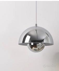 Lampadario design vintage cromato effetto specchio