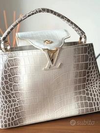 Borsa lusso tracolla grigio/bianco