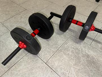 Set Pesi 30kg 2 manubri e aggiunta per bilanciere