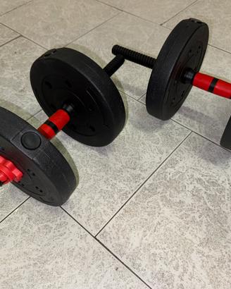 Set Pesi 30kg 2 manubri e aggiunta per bilanciere