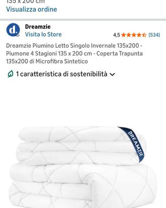 Piumino 4 stagioni letto singolo