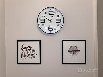 Tris arredo parete: 2 quadri + orologio