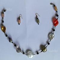 Collana e orecchini con murrine veneziane "Ophelia