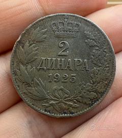 Moneta 2 Dinara 1925 Regno dei SerbiCroatiSloveni